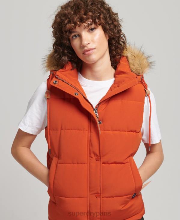 Superdry femmes gilet en fausse fourrure everest D64Z3592 vêtements orange