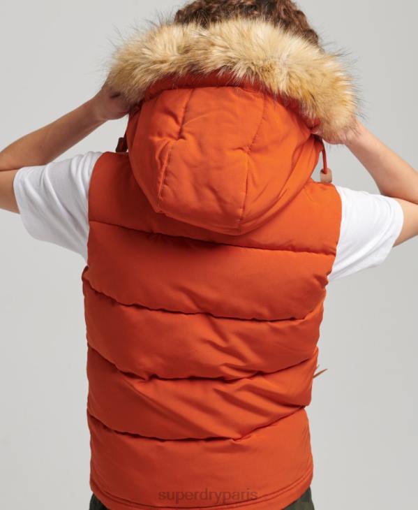 Superdry femmes gilet en fausse fourrure everest D64Z3592 vêtements orange