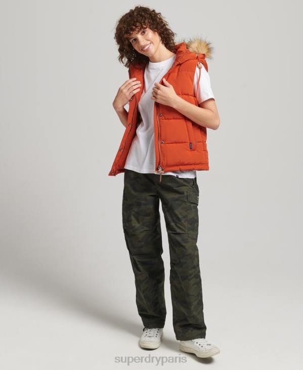 Superdry femmes gilet en fausse fourrure everest D64Z3592 vêtements orange