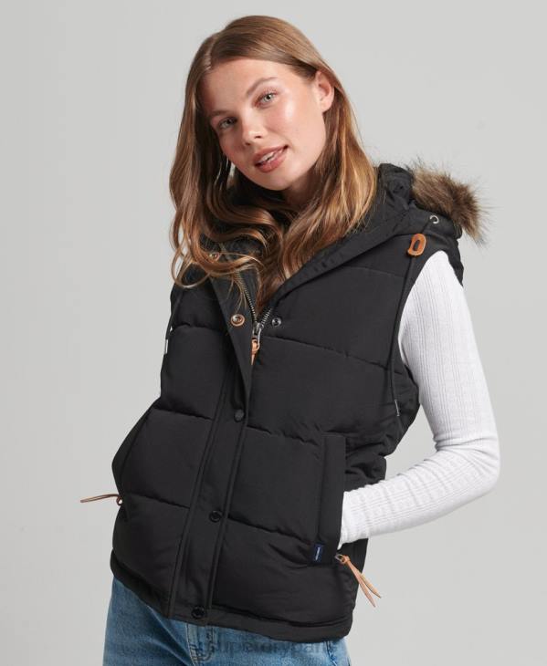 Superdry femmes gilet en fausse fourrure everest D64Z3677 vêtements noir