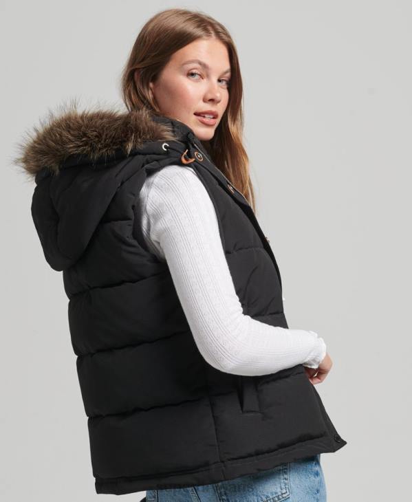 Superdry femmes gilet en fausse fourrure everest D64Z3677 vêtements noir