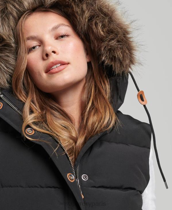 Superdry femmes gilet en fausse fourrure everest D64Z3677 vêtements noir