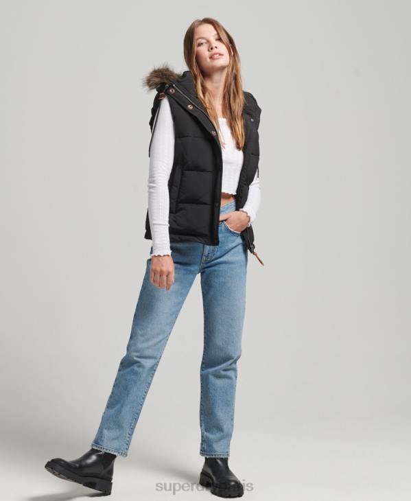 Superdry femmes gilet en fausse fourrure everest D64Z3677 vêtements noir