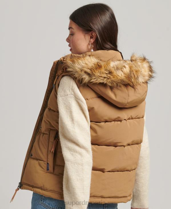 Superdry femmes gilet en fausse fourrure everest D64Z3678 vêtements brun