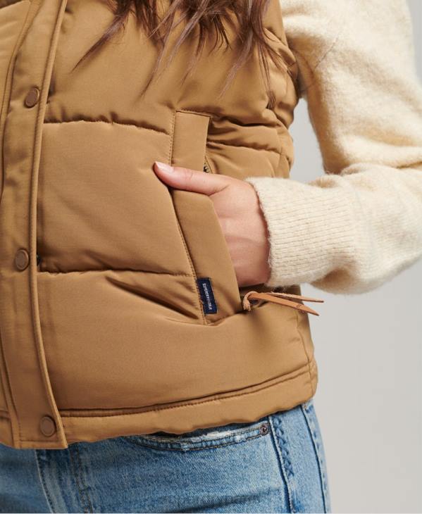 Superdry femmes gilet en fausse fourrure everest D64Z3678 vêtements brun