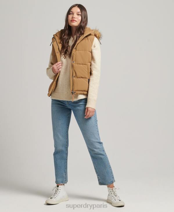 Superdry femmes gilet en fausse fourrure everest D64Z3678 vêtements brun