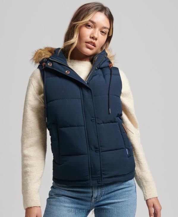 Superdry femmes gilet en fausse fourrure everest D64Z3692 vêtements marine