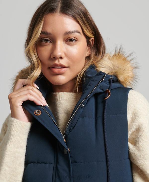 Superdry femmes gilet en fausse fourrure everest D64Z3692 vêtements marine