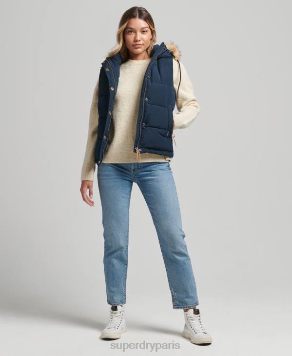 Superdry femmes gilet en fausse fourrure everest D64Z3692 vêtements marine
