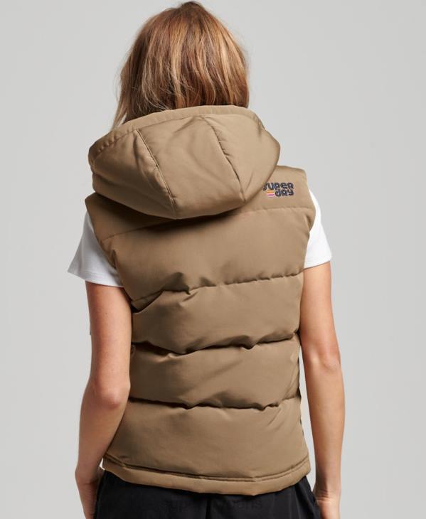 Superdry femmes gilet everest à capuche vintage D64Z3531 vêtements brun