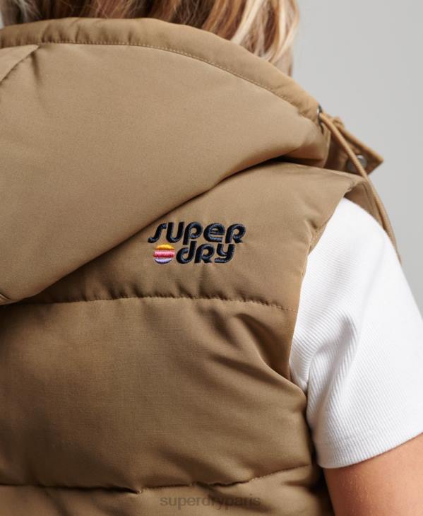 Superdry femmes gilet everest à capuche vintage D64Z3531 vêtements brun