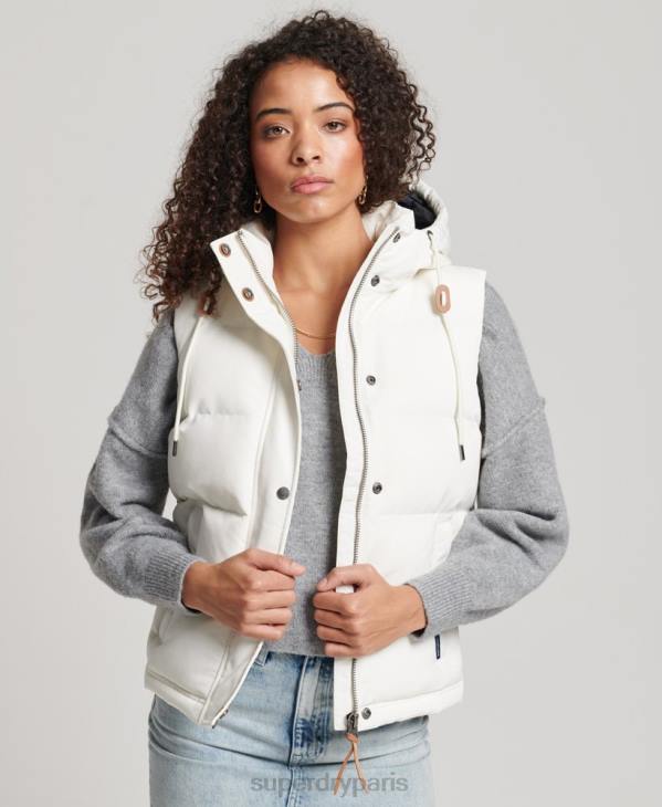 Superdry femmes gilet everest à capuche vintage D64Z3536 vêtements blanc
