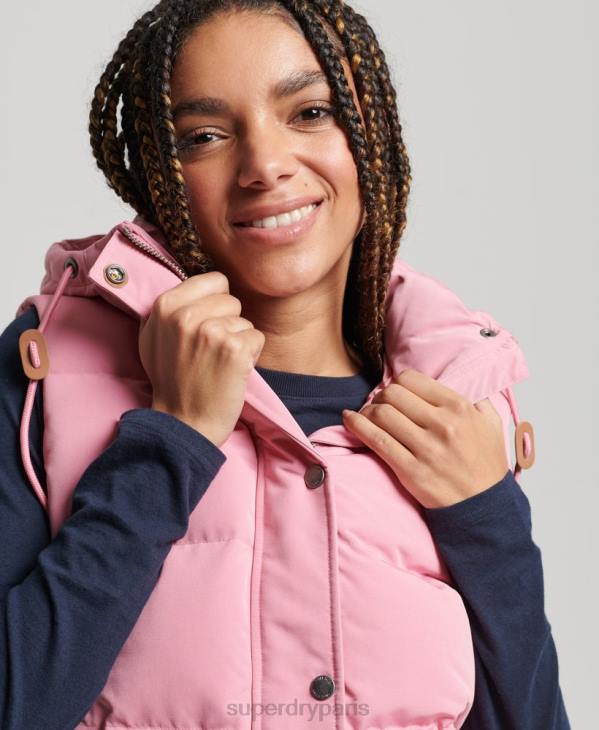 Superdry femmes gilet everest à capuche vintage D64Z3556 vêtements rose