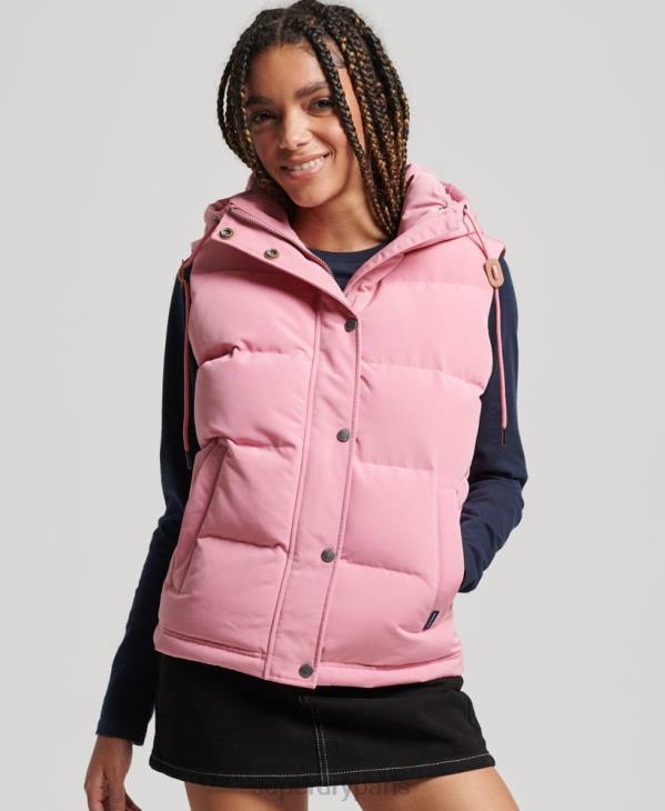 Superdry femmes gilet everest à capuche vintage D64Z3556 vêtements rose