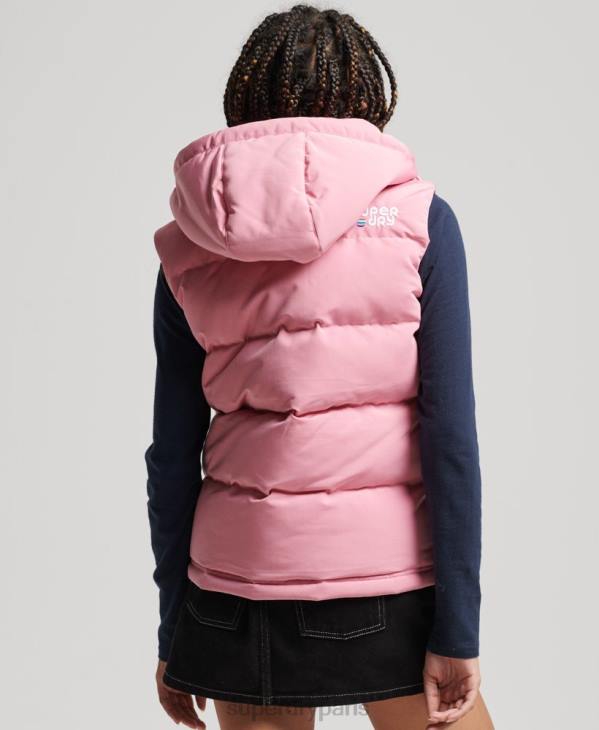 Superdry femmes gilet everest à capuche vintage D64Z3556 vêtements rose