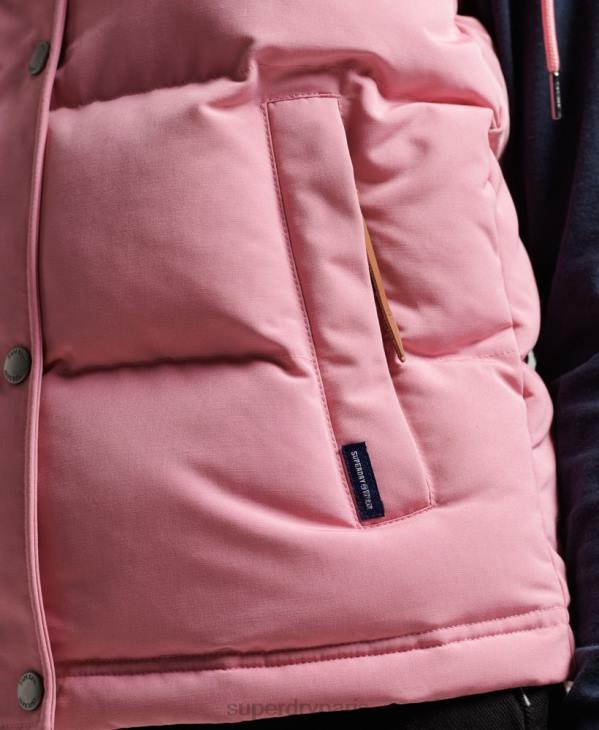 Superdry femmes gilet everest à capuche vintage D64Z3556 vêtements rose
