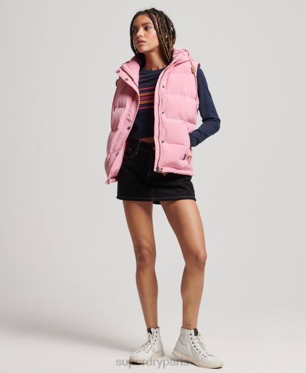 Superdry femmes gilet everest à capuche vintage D64Z3556 vêtements rose