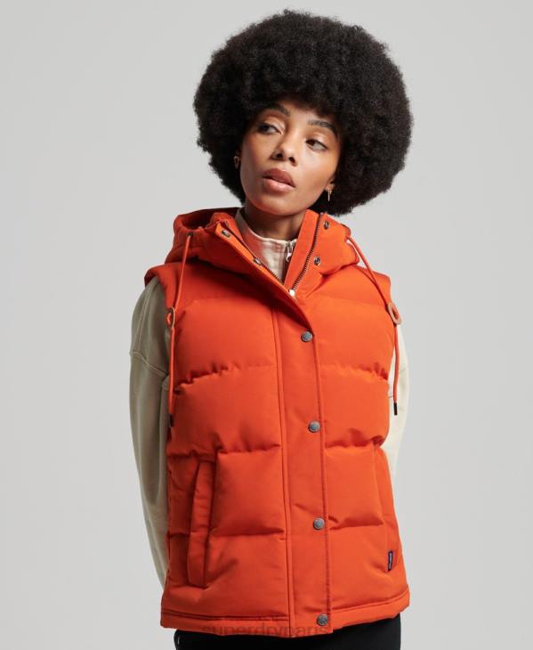 Superdry femmes gilet everest à capuche vintage D64Z3621 vêtements orange