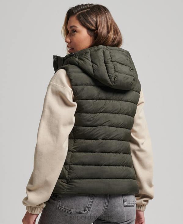 Superdry femmes gilet matelassé classique à capuche D64Z3639 vêtements vert