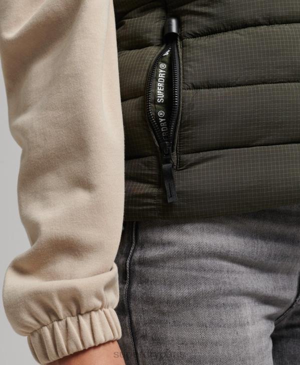 Superdry femmes gilet matelassé classique à capuche D64Z3639 vêtements vert