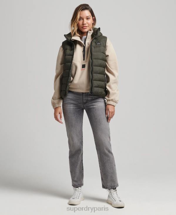 Superdry femmes gilet matelassé classique à capuche D64Z3639 vêtements vert