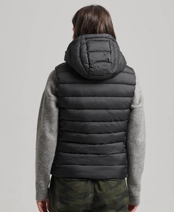 Superdry femmes gilet matelassé classique à capuche D64Z3753 vêtements noir