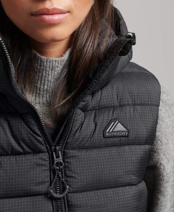 Superdry femmes gilet matelassé classique à capuche D64Z3753 vêtements noir