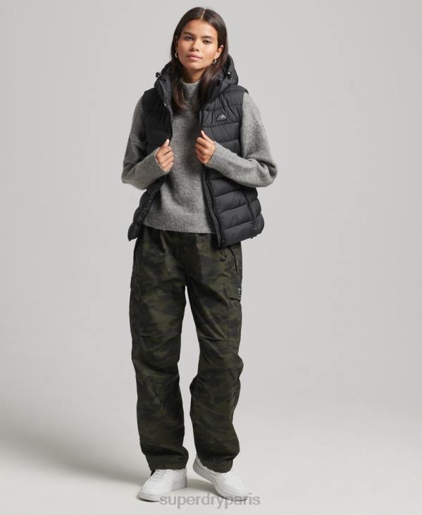 Superdry femmes gilet matelassé classique à capuche D64Z3753 vêtements noir