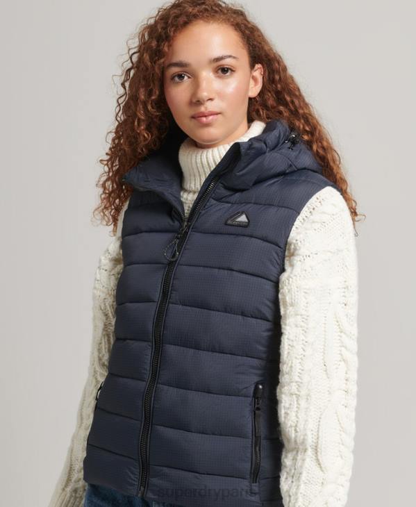 Superdry femmes gilet matelassé classique à capuche D64Z3797 vêtements marine