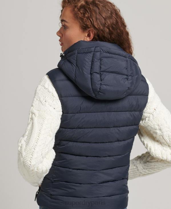 Superdry femmes gilet matelassé classique à capuche D64Z3797 vêtements marine