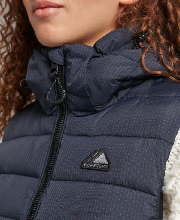 Superdry femmes gilet matelassé classique à capuche D64Z3797 vêtements marine