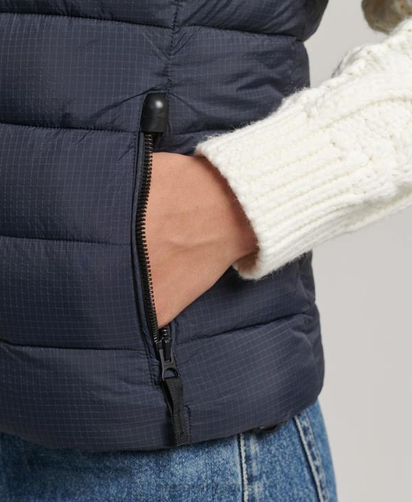 Superdry femmes gilet matelassé classique à capuche D64Z3797 vêtements marine