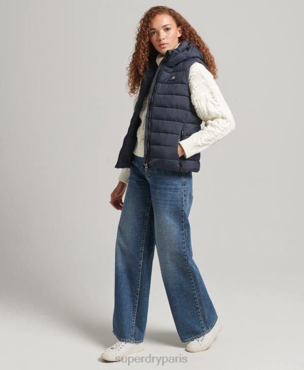 Superdry femmes gilet matelassé classique à capuche D64Z3797 vêtements marine