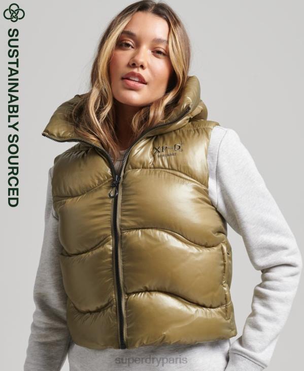 Superdry femmes gilet matelassé court Shine D64Z5461 vêtements vert