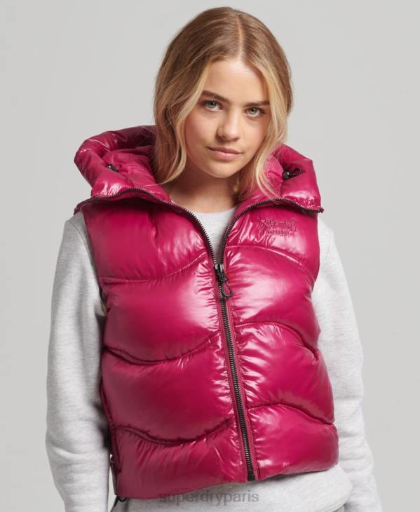Superdry femmes gilet matelassé court Shine D64Z5505 vêtements rose