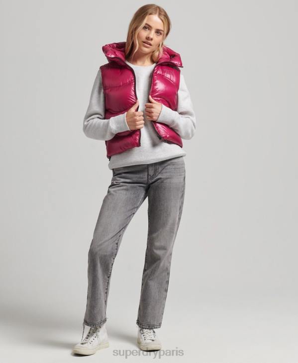 Superdry femmes gilet matelassé court Shine D64Z5505 vêtements rose