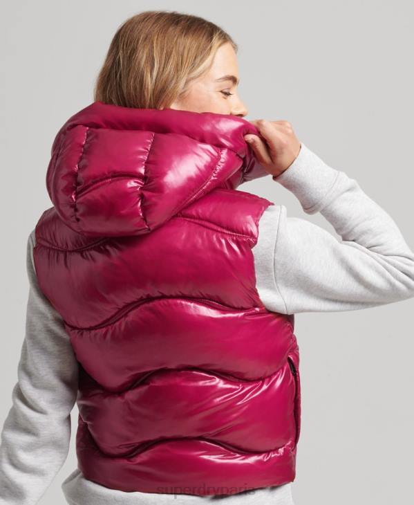 Superdry femmes gilet matelassé court Shine D64Z5505 vêtements rose