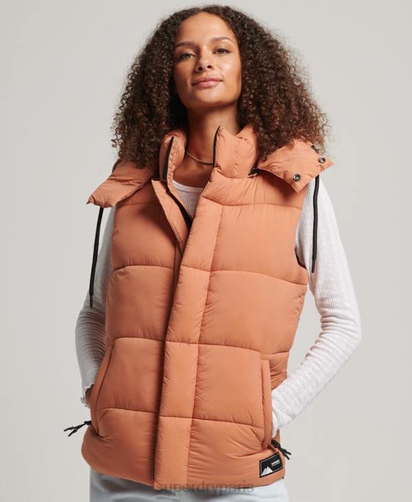 Superdry femmes gilet matelassé court touchline D64Z3580 vêtements orange