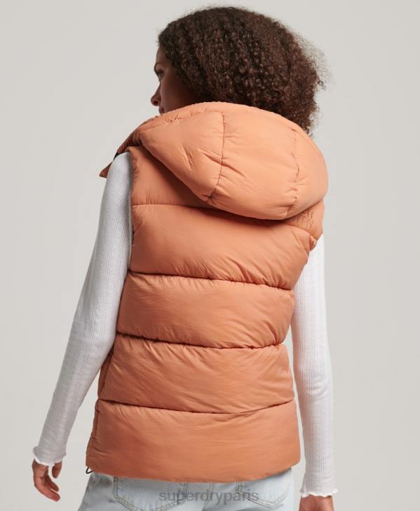 Superdry femmes gilet matelassé court touchline D64Z3580 vêtements orange