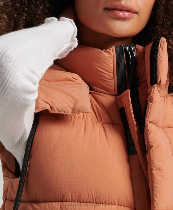 Superdry femmes gilet matelassé court touchline D64Z3580 vêtements orange