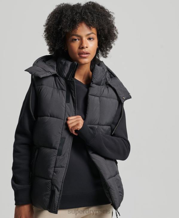 Superdry femmes gilet matelassé court touchline D64Z3581 vêtements noir