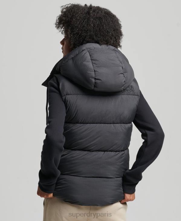 Superdry femmes gilet matelassé court touchline D64Z3581 vêtements noir