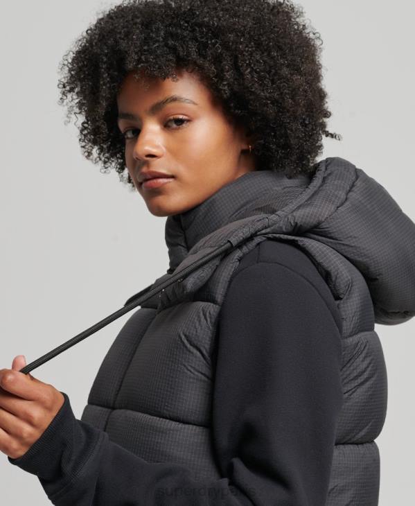 Superdry femmes gilet matelassé court touchline D64Z3581 vêtements noir