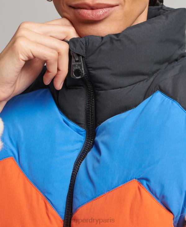 Superdry femmes gilet matelassé à empiècements rétro D64Z5472 vêtements vert