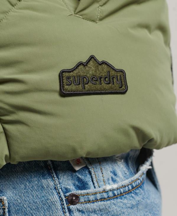 Superdry femmes gilet matelassé à empiècements rétro D64Z5472 vêtements vert