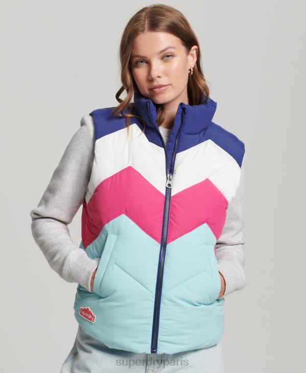 Superdry femmes gilet matelassé à empiècements rétro D64Z5473 vêtements bleu clair