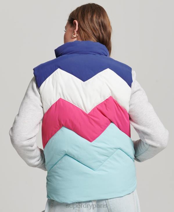 Superdry femmes gilet matelassé à empiècements rétro D64Z5473 vêtements bleu clair