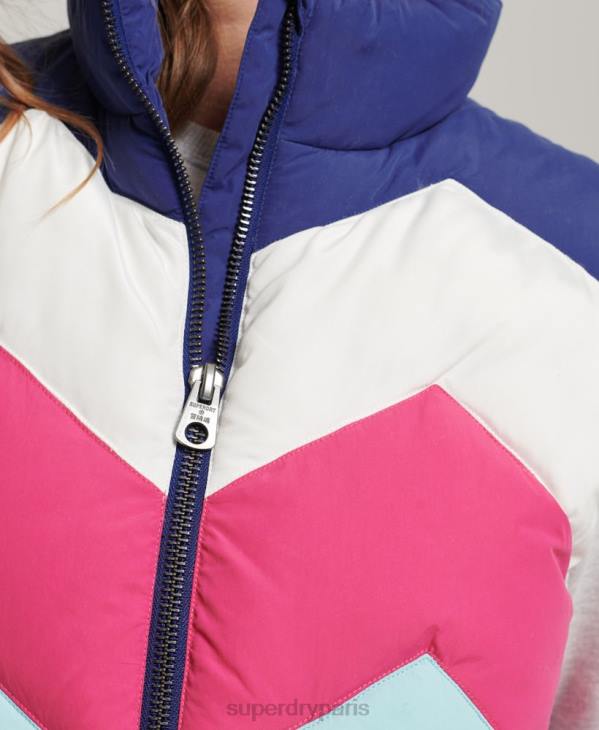 Superdry femmes gilet matelassé à empiècements rétro D64Z5473 vêtements bleu clair