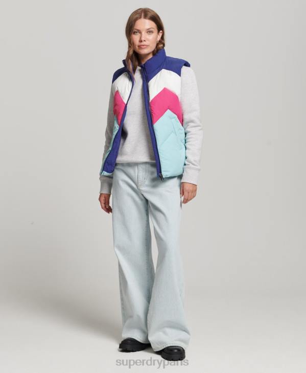 Superdry femmes gilet matelassé à empiècements rétro D64Z5473 vêtements bleu clair
