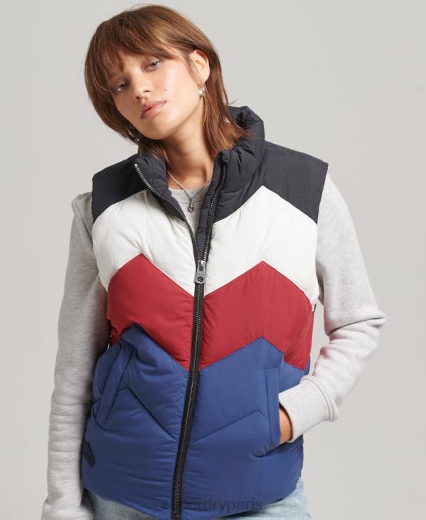 Superdry femmes gilet matelassé à empiècements rétro D64Z5502 vêtements marine